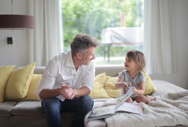 father and daughter at home