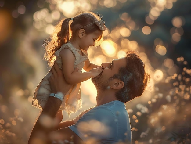 a father and daughter playing in the sun