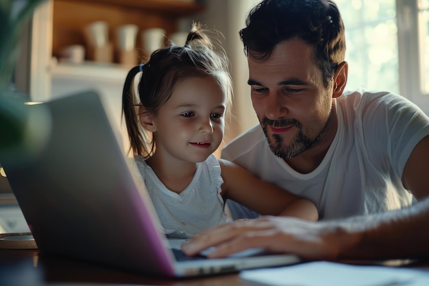 Father and Daughter Sharing a Moment on Laptop