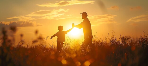 Father giving son high five Parent child relationship concept