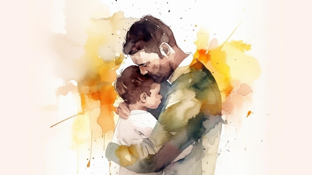 Father's Day illustration with copy space Generative Ai