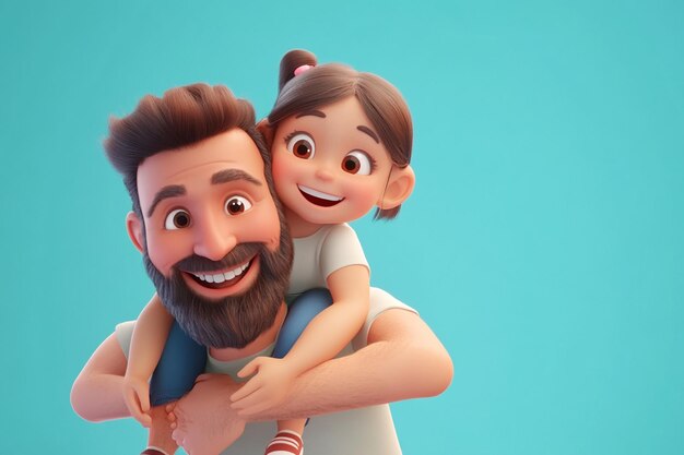 Photo father and son 3d characters