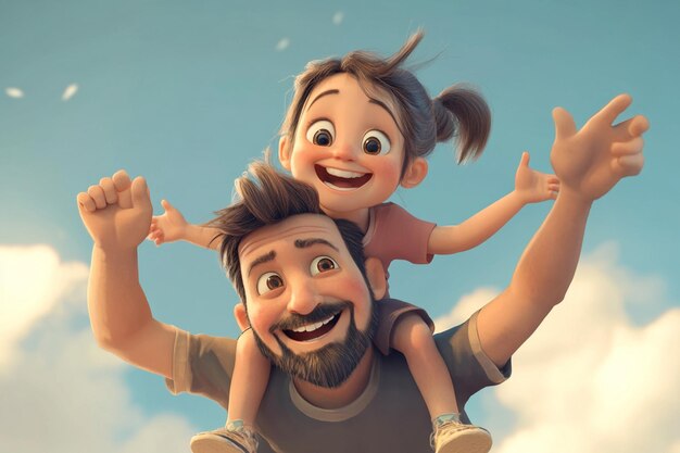 Photo father and son 3d characters