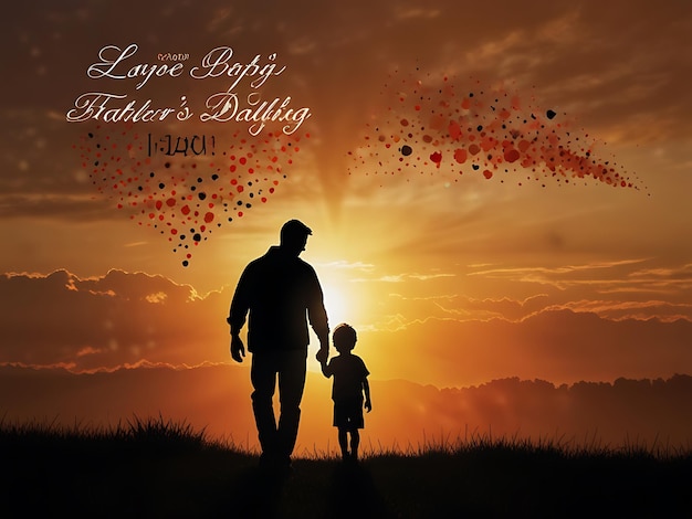 a father and son are silhouetted against a sunset background with the words happy fall