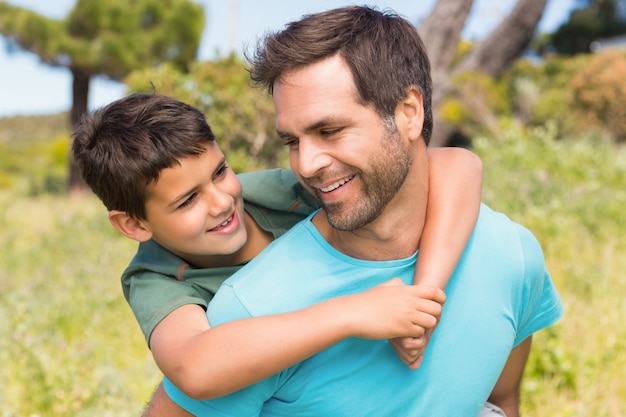 Father and son in the countryside