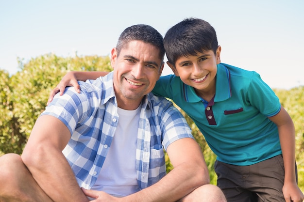 Father and son in the countryside