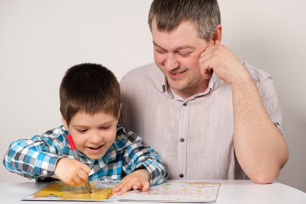 Father and son go through labyrinths