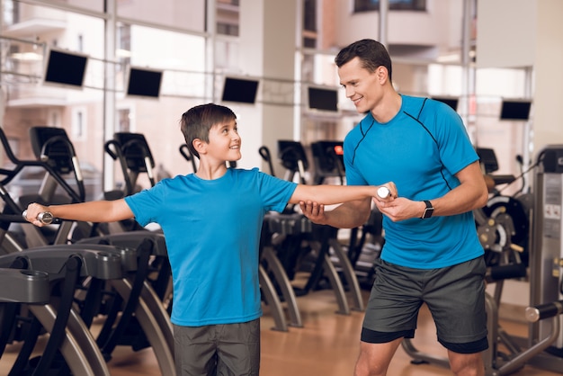 Father and Son in Gym