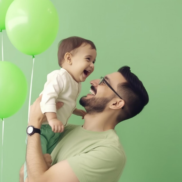 Father and son having a good time close up shot