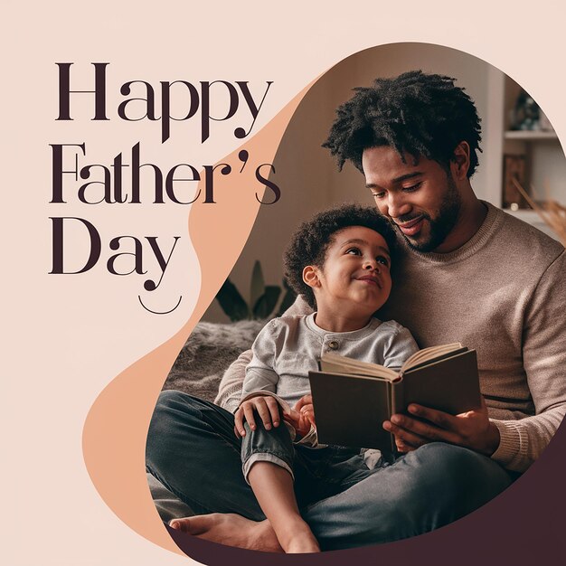 Photo a father and son sit on a couch and read a book