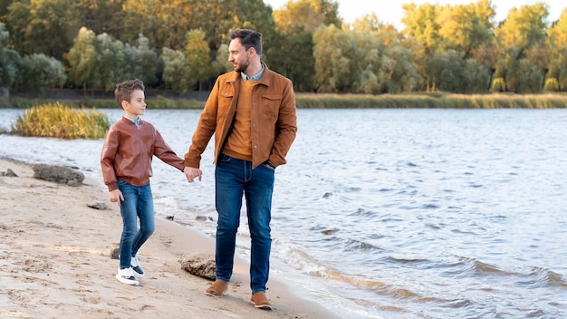 Father and son spending time together