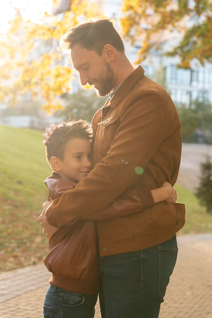 Father and son spending time together