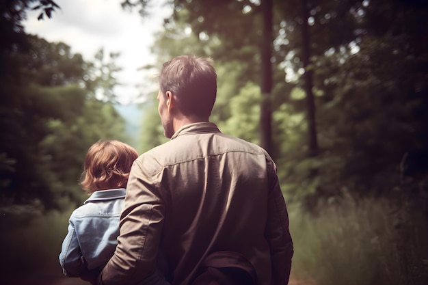 A father with a child on a walk in the park Father's Day Generative AI 2