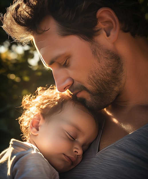 Father with his baby outdoors