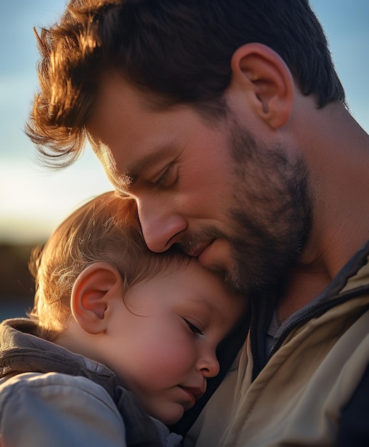 Father with his baby outdoors