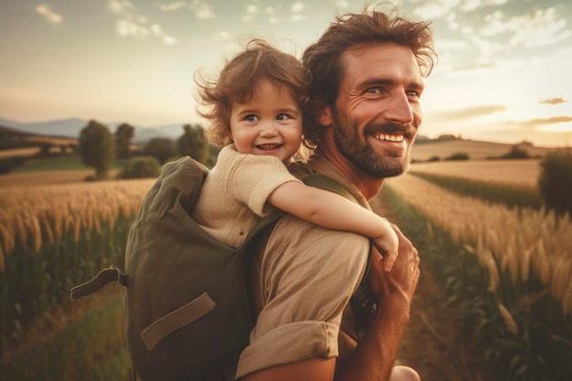 Father with his son on his shoulders