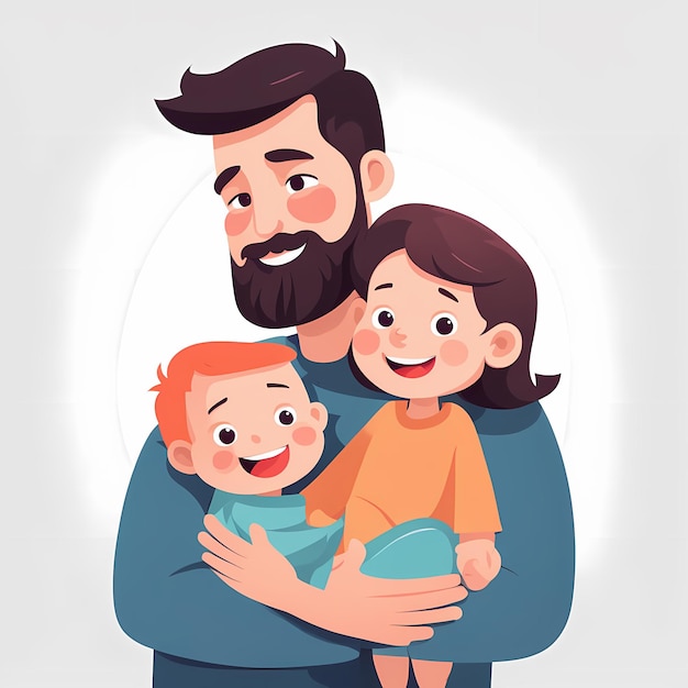 Fathers and Child international fathers day flat illustration with white background