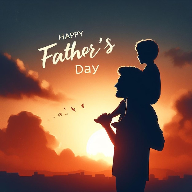 Fathers Day banner poster design with Father and son