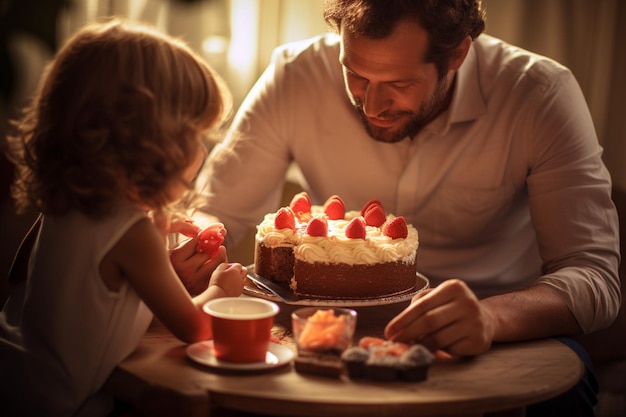 Fathers day celebration with cake