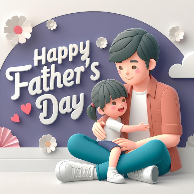 Fathers day illustration flat background Generative Ai