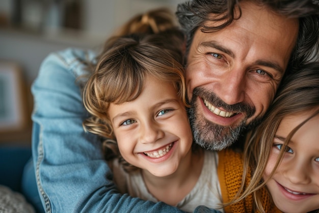 Fathers day smiling people father with chidren