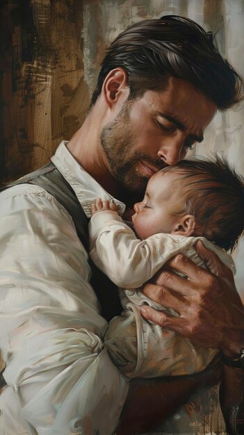 A Fathers Gentle Touch Wiping Away Tears from His Baby