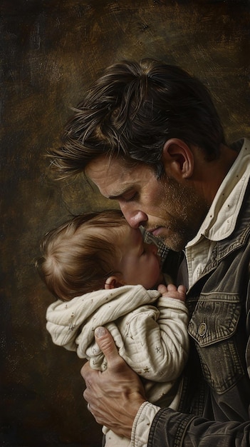 A Fathers Gentle Touch Wiping Away Tears from His Baby