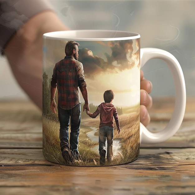 FatherSon Bond High Detail Realism on Printed Tea Mug