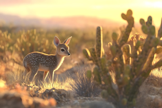 Photo fawn in golden hour