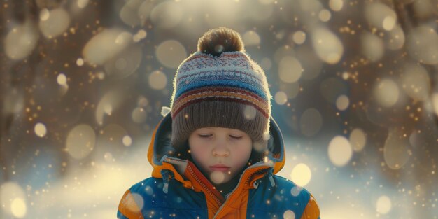 Fearless Ukrainian Boy Embracing Winters Charm Engaging In Outdoor Play Surrounded By Enchanting B