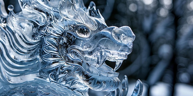 Fearsome Dragon Emerging from Ice