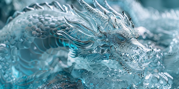 Photo fearsome dragon emerging from ice