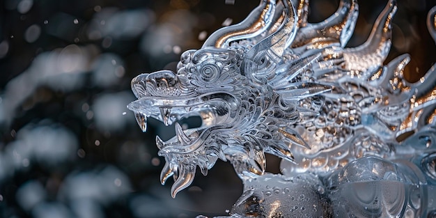 Fearsome Dragon Emerging from Ice