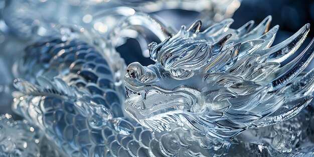 Fearsome Dragon Emerging from Ice