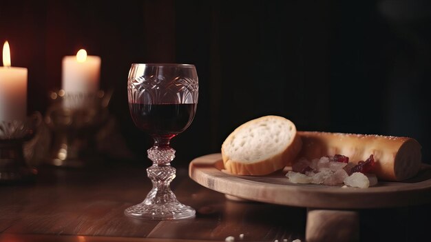 The Feast of Corpus Christi Concept Holy Communion on Wooden