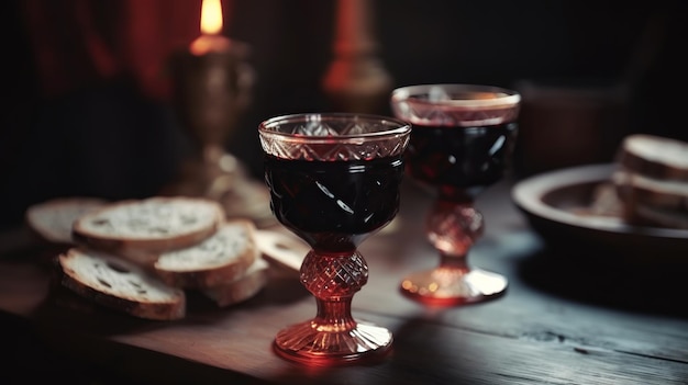 The Feast of Corpus Christi Concept Holy Communion on Wooden