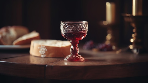 The Feast of Corpus Christi Concept Holy Communion on Wooden