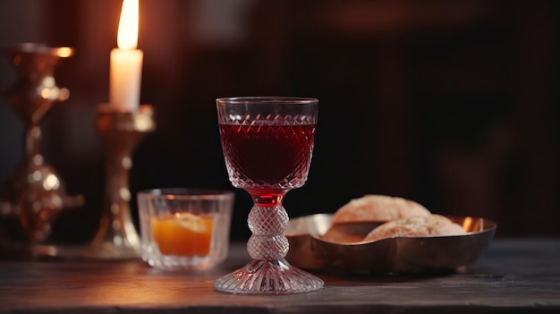 The Feast of Corpus Christi Concept Holy Communion on Wooden