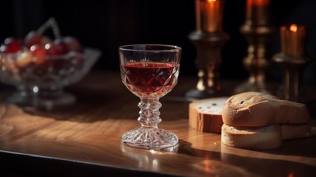 The Feast of Corpus Christi Concept Holy Communion on Wooden