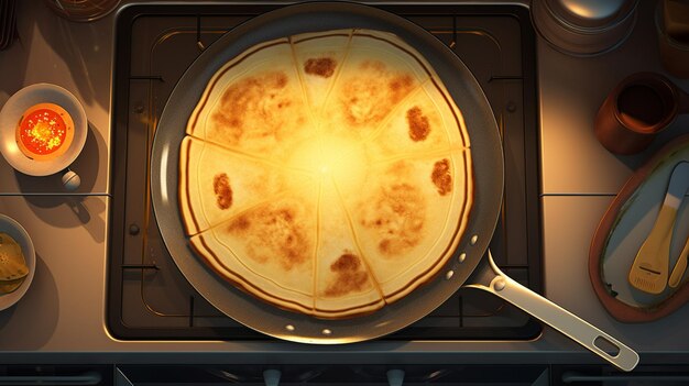 A feast of pancakes pancakes fried on a griddle generative AI