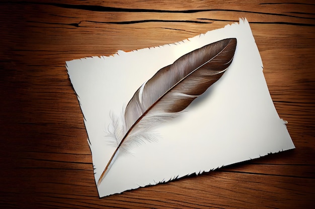 Feather on a blank sheet Generative Ai