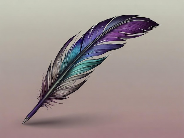 a feather drawing of a feather with a pink background