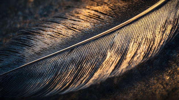 Photo feather in golden light