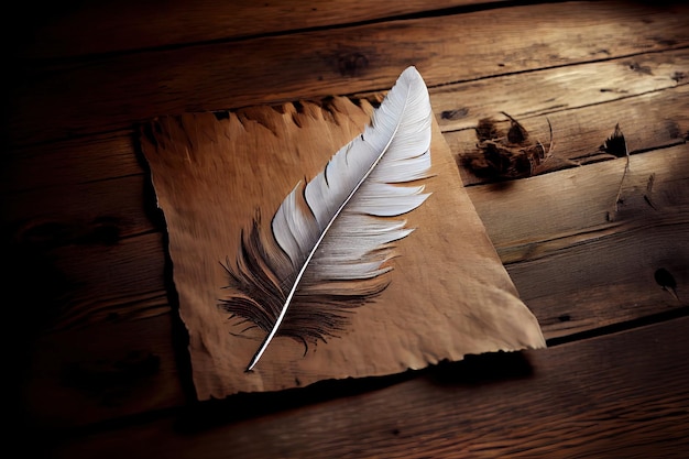 Feather parchment candles realistic background poster Generative Ai