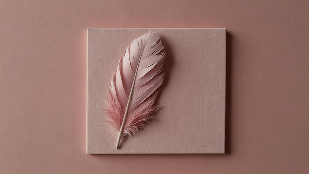 Photo feather on pink background ai generated