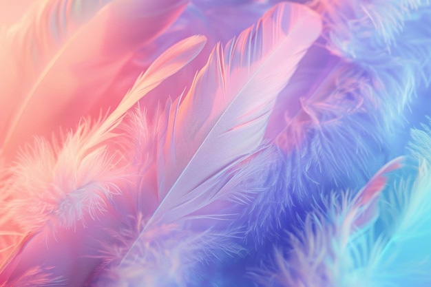 Feather rainbow patchwork background with soft focus