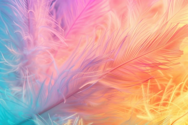 Feather rainbow patchwork background with soft focus