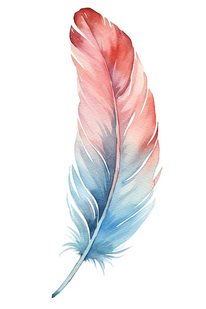 Feather watercolor clipart cute isolated on white background with Generative AI Technology