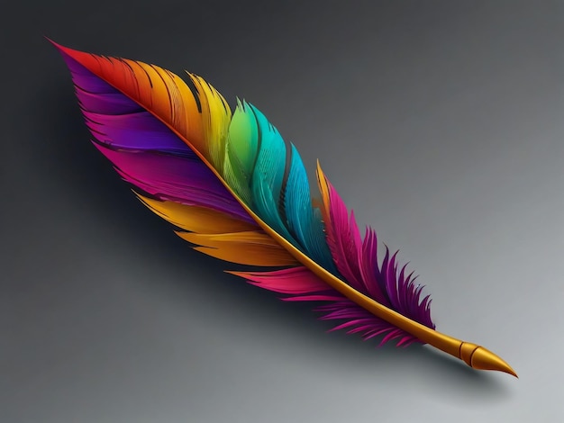 a feather with a colorful feather on it