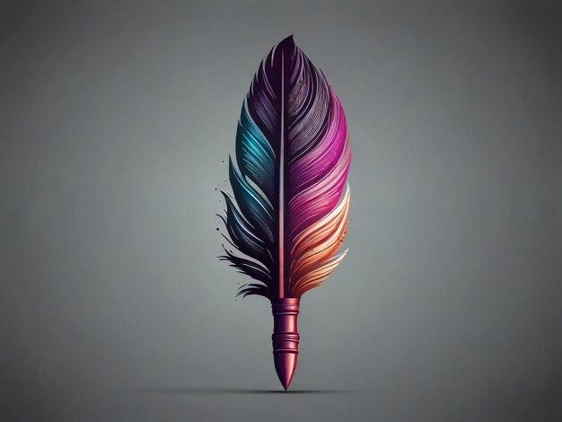 Photo a feather with a colorful feather on it